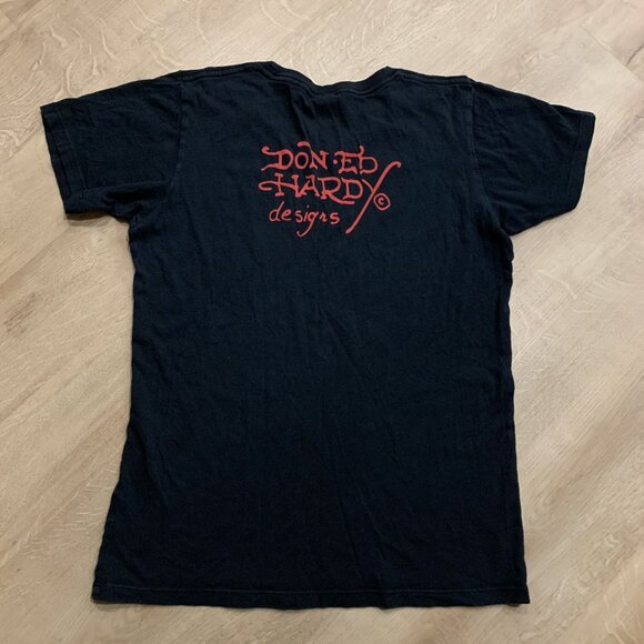 Vintage Y2K Ed Hardy By Christian Audigier Fitted Top T-Shirt Women's Large L - Picture 5 of 8